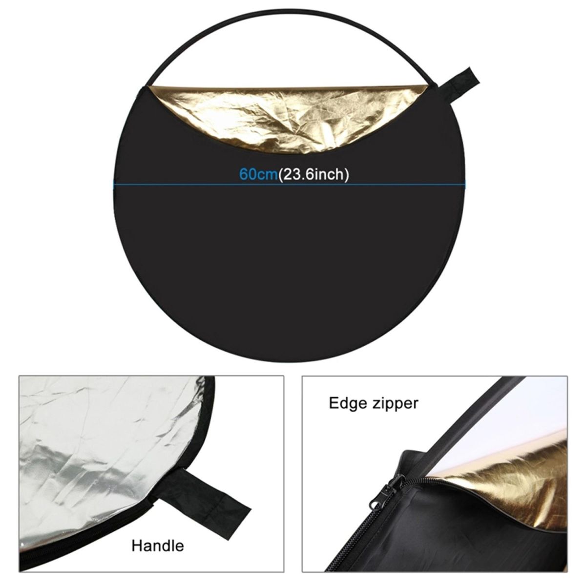 PULUZ 60cm 5 in 1 (Silver / Translucent / Golden / White / Black) Folding Photographic Reflector Board