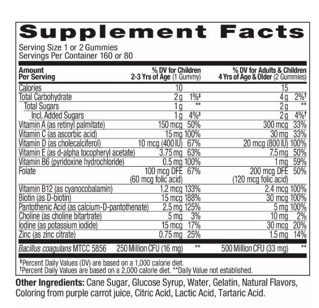 Kids Multi + Probiotic Vitamin Gummies (160 Ct.)