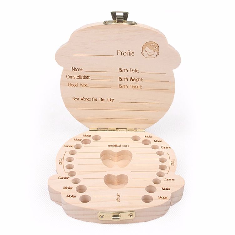 3 PCS Wood Baby Teeth Box Organizer Milk Teeth Storage Box