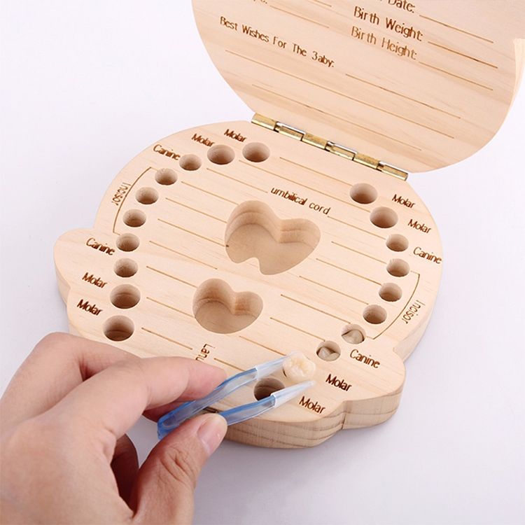 3 PCS Wood Baby Teeth Box Organizer Milk Teeth Storage Box