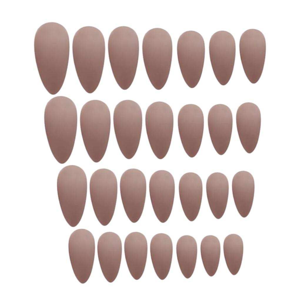 24Pcs Salon Artificial False Nails Tips Cosplay Press On Matte Beige