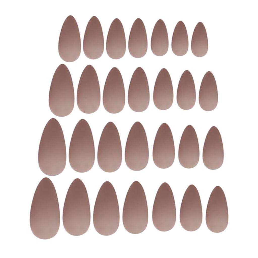 24Pcs Salon Artificial False Nails Tips Cosplay Press On Matte Beige