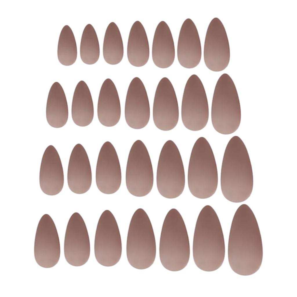 24Pcs Salon Artificial False Nails Tips Cosplay Press On Matte Beige