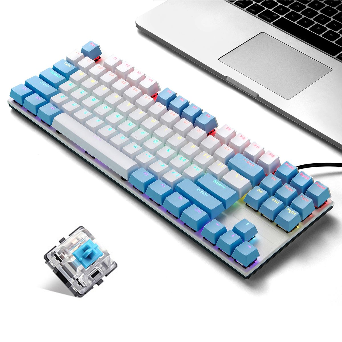 K87 87 Keys Wired Mechanical Keyboard Metal Panel