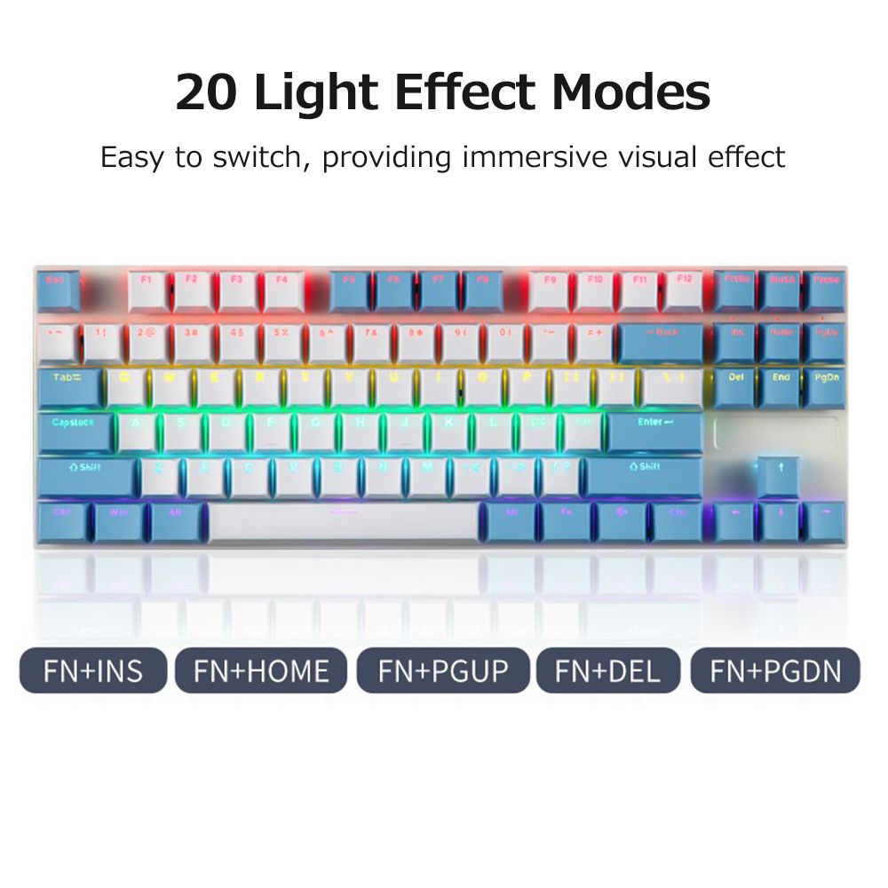 K87 87 Keys Wired Mechanical Keyboard Metal Panel