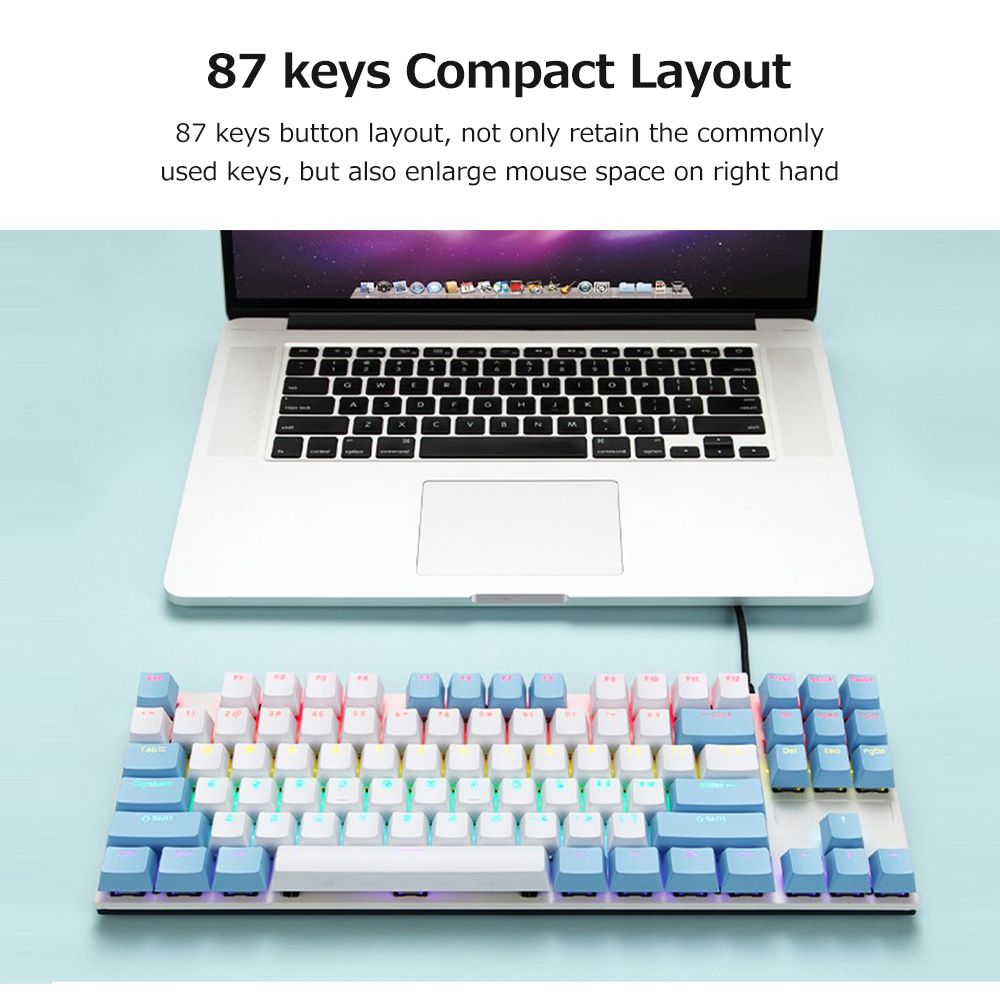 K87 87 Keys Wired Mechanical Keyboard Metal Panel