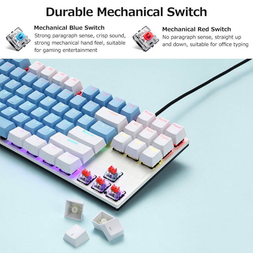 K87 87 Keys Wired Mechanical Keyboard Metal Panel