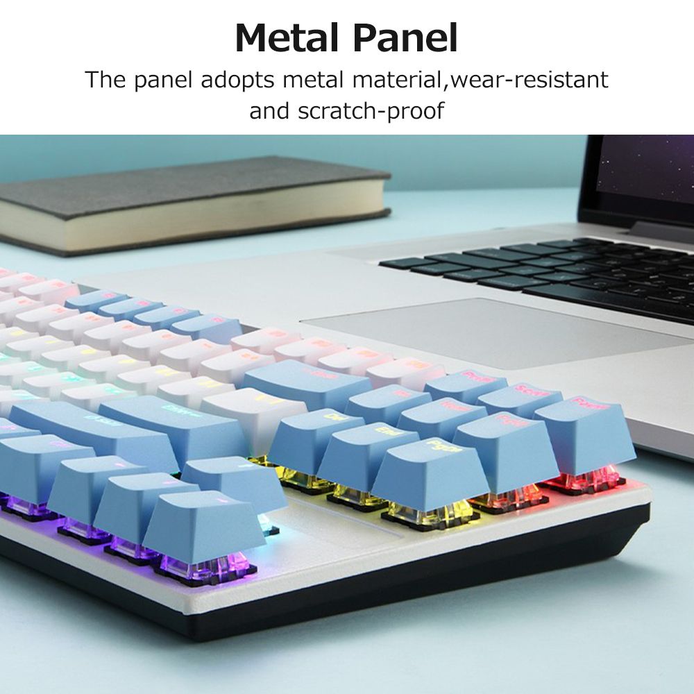 K87 87 Keys Wired Mechanical Keyboard Metal Panel