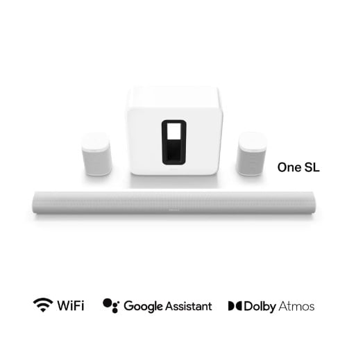 Wireless Bluetooth Surround Sound Set With Arc And 2 X One Sl- White