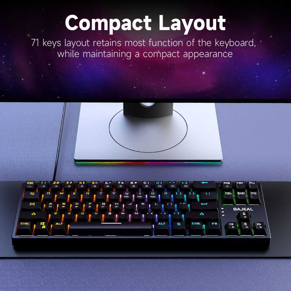 K71 Wired Mechanical Keyboard 71 Keys Gaming Keyboard With RGB Light