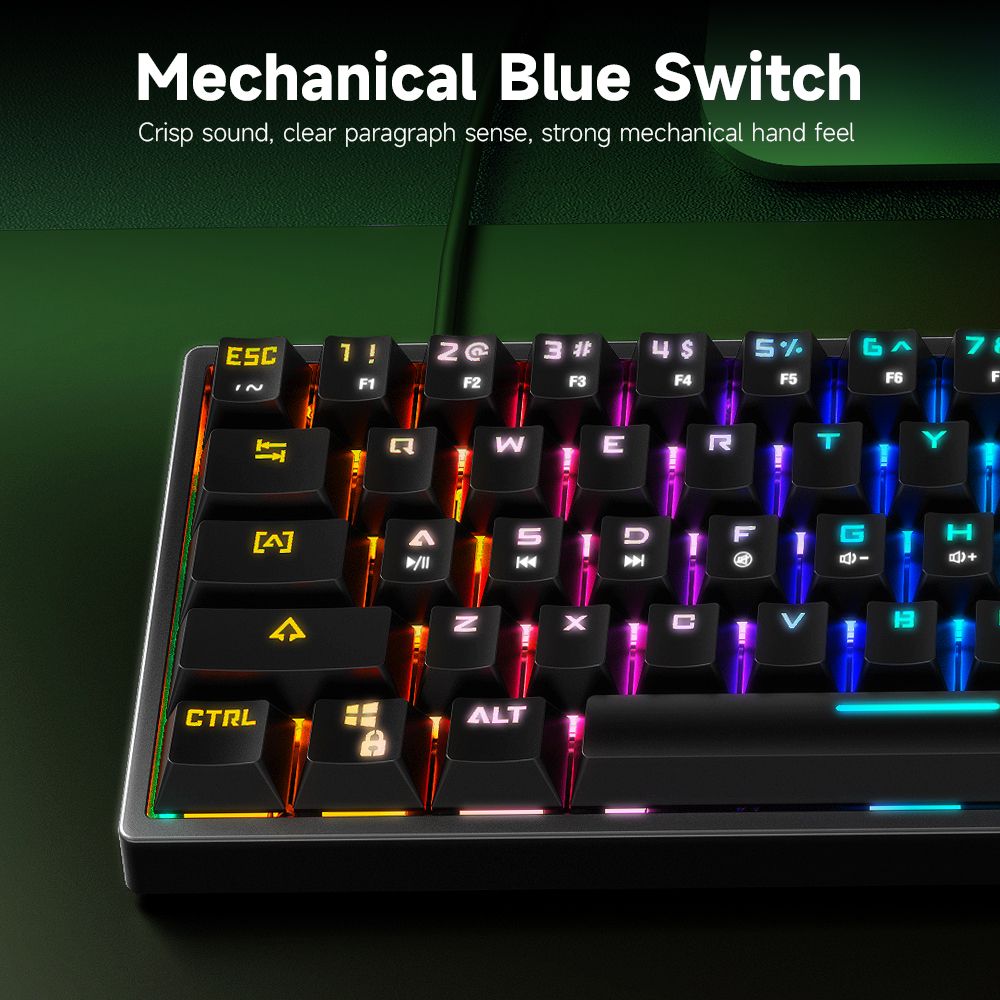 K71 Wired Mechanical Keyboard 71 Keys Gaming Keyboard With RGB Light
