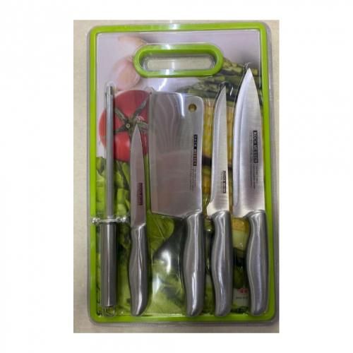 Sterling Silver Knife Set With Sharpner & Cutting Board