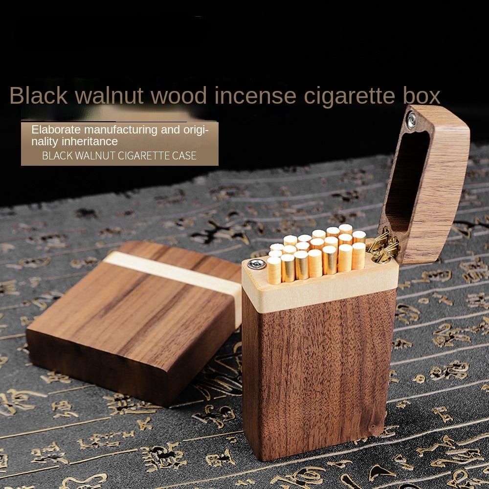 Wood-flavored Black Walnut Tobacco Case Men's Creative Flip Thick Tobacco Case Tobacco Case Women's Fine Tobacco Case