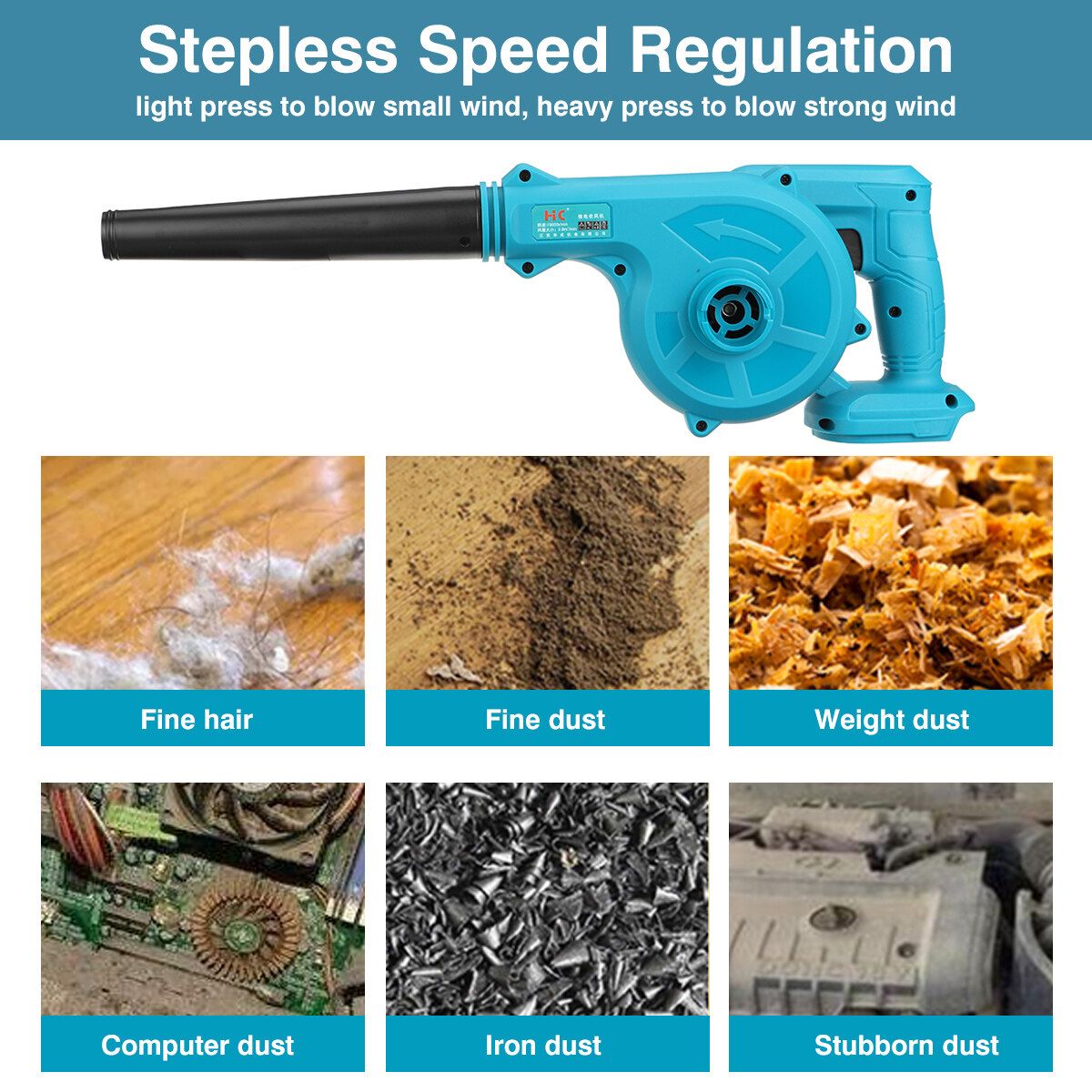 680W 18V Cordless Leaf Blower Handheld Li-ion Multifunctional Dust Sweeper Vacuum Cleaner Suction Blower Tool For