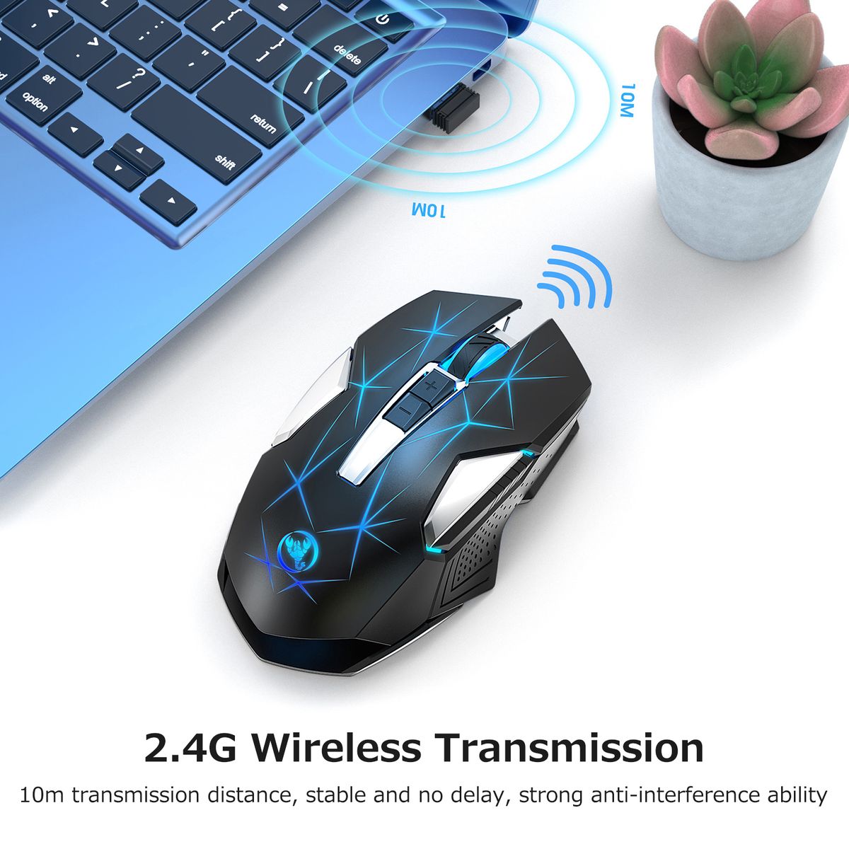 T300 2.4G Wireless Mouse Ergonomic Mouse 600mAh