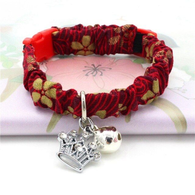 Dog Cat Decor Retro Fabric Cat Collar
