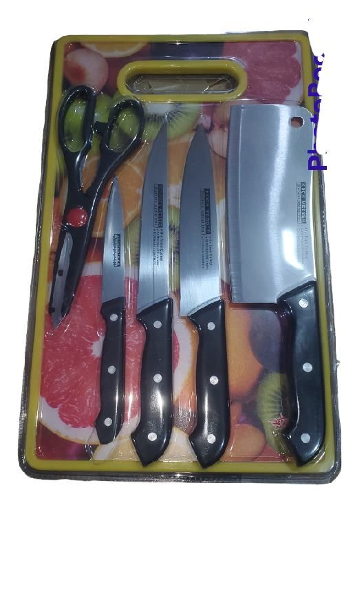 Chopping Board Set With 4 Knives And Scissor