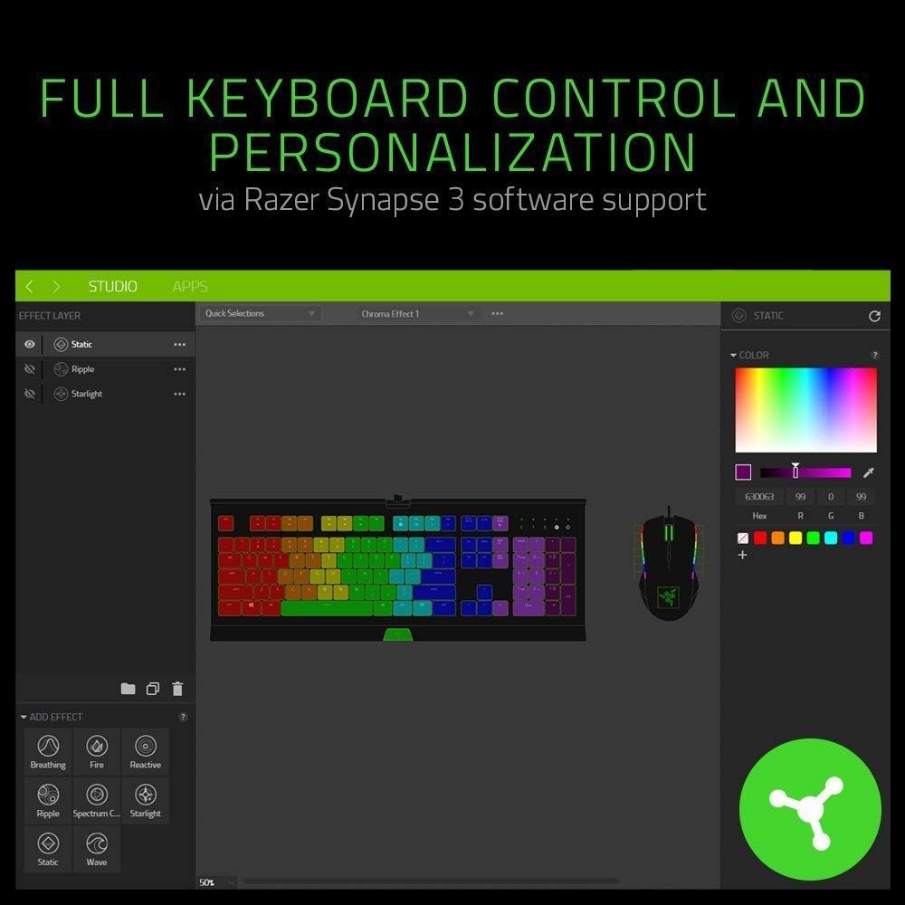 Cynosa Chroma RGB Lighting Gaming Keyboard- Individually Backlit Keys