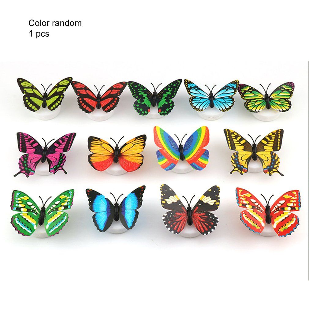 Cute Erfly LED Light Color Changing Night Home Room Desk Wall Decor-random