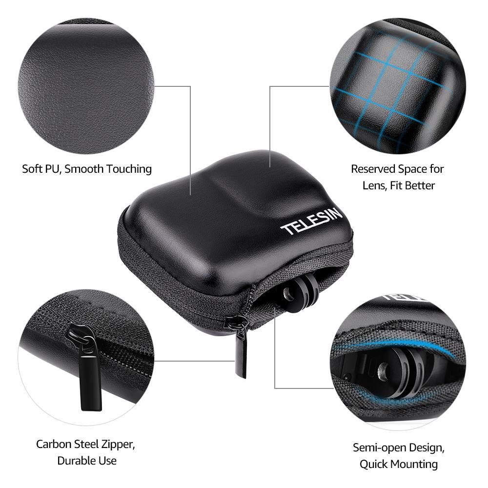 TELESIN Protective Bag Storage Case Zipper Carry Bag Semi-open IP54 Waterproof Replacement for GoPro Hero 9 Black Action Camera