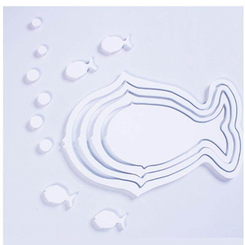4pcs Creative 3D Wooden Sticker Fish Shape DIY Removable Art Wall Sticker Children's Room Simple Modern Decoration White