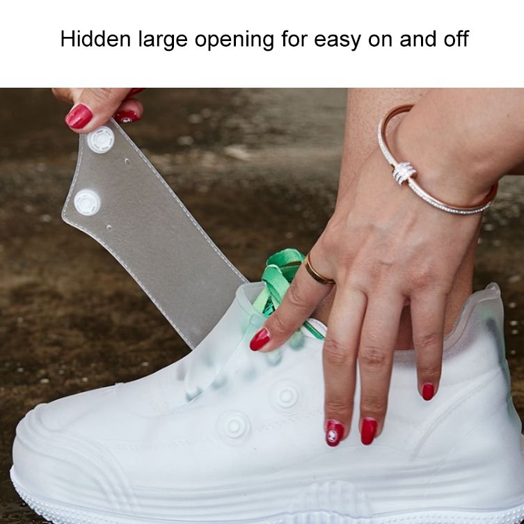 Low Toe Shoe Covers Men And Women Non-Slip Thick Bottom Flip Buckle Waterproof Rain Boots, Size: 40/41(White)