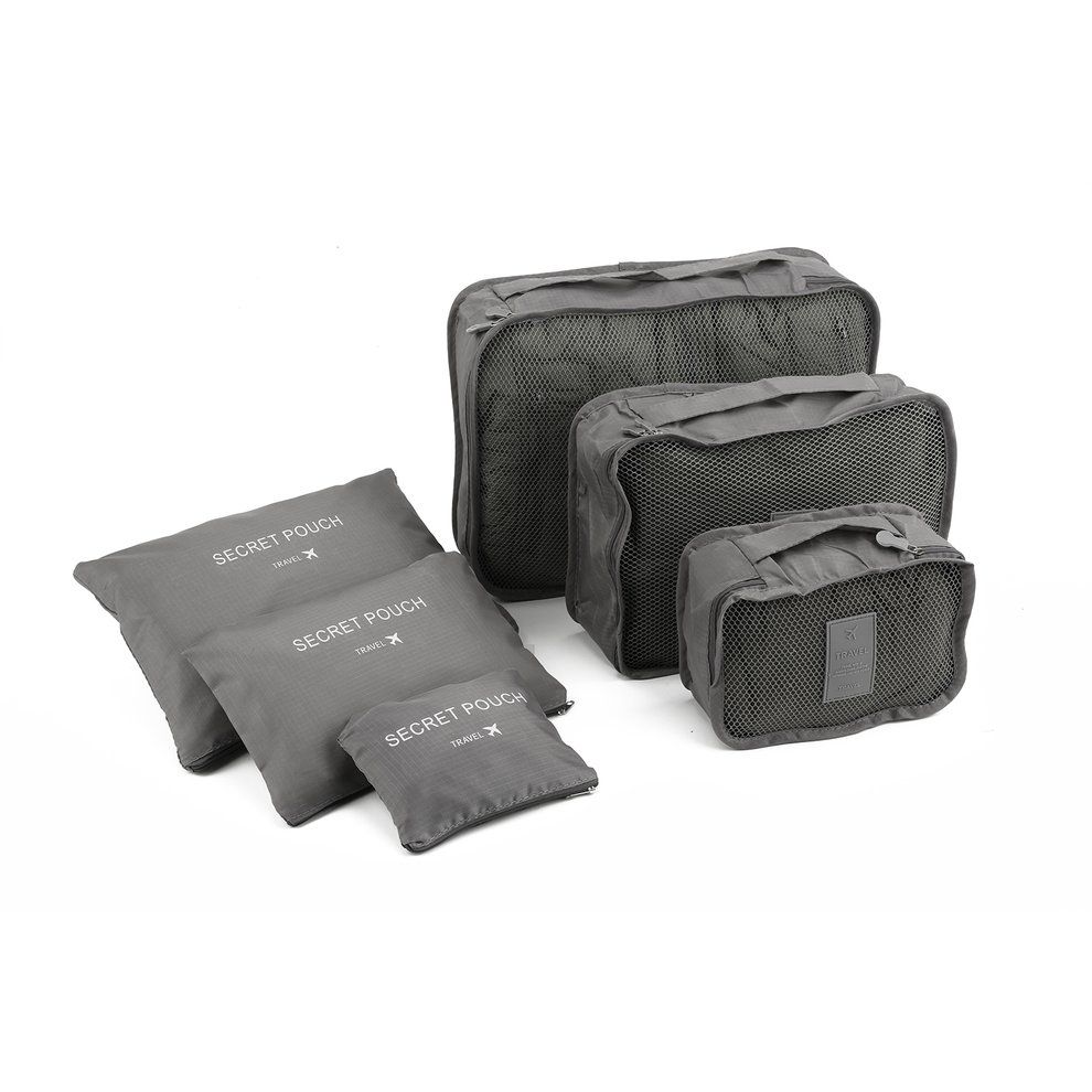6 P S/Set Square Travel Luggage Storage Bags  Lothes Organizer Pou H  Ase-grey