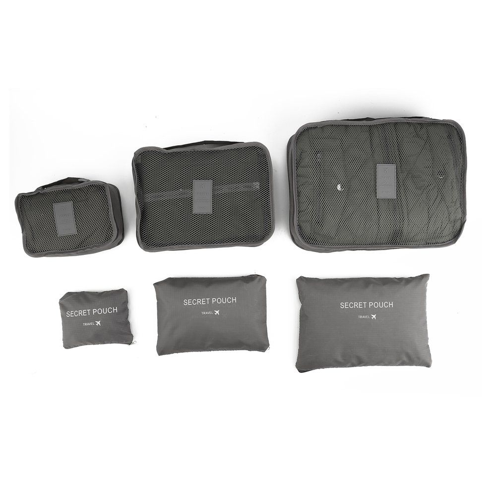 6 P S/Set Square Travel Luggage Storage Bags  Lothes Organizer Pou H  Ase-grey