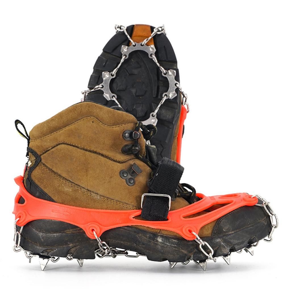 1 Pair 13 Tooth Ice Cleats Crampons For Walking Climbing Orange M
