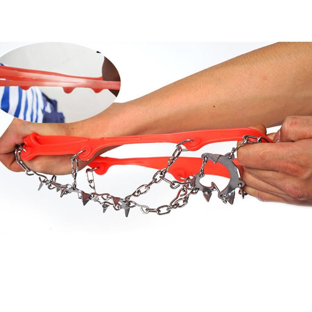 1 Pair 13 Tooth Ice Cleats Crampons For Walking Climbing Orange M