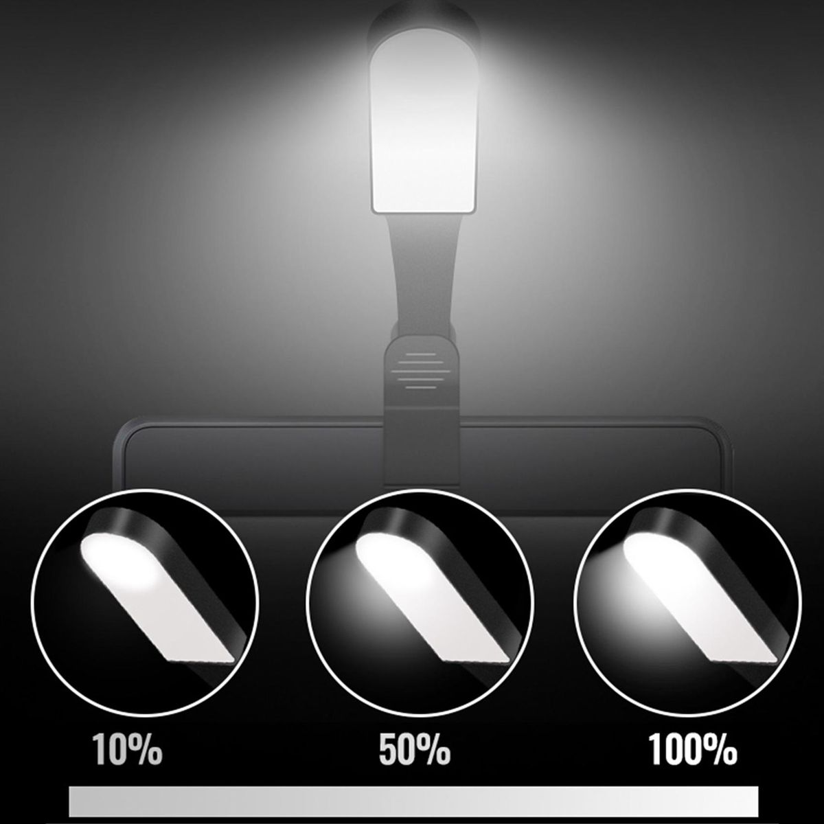 Book Light USB Rechargeable Reading Light with Contact Sensor Flexible Clip on Book Light for Reading in Bed