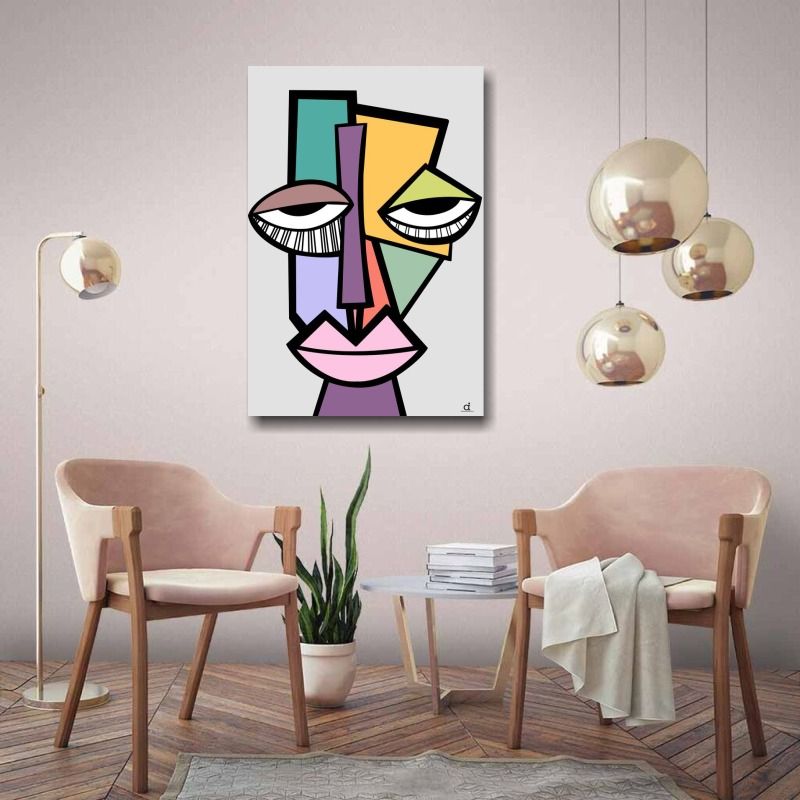 Abstract Drowsy Caricature Wall Canvas