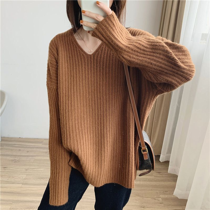 Loose Lazy Wind Soft Waxy Pit Sweater Women #39;s 2022