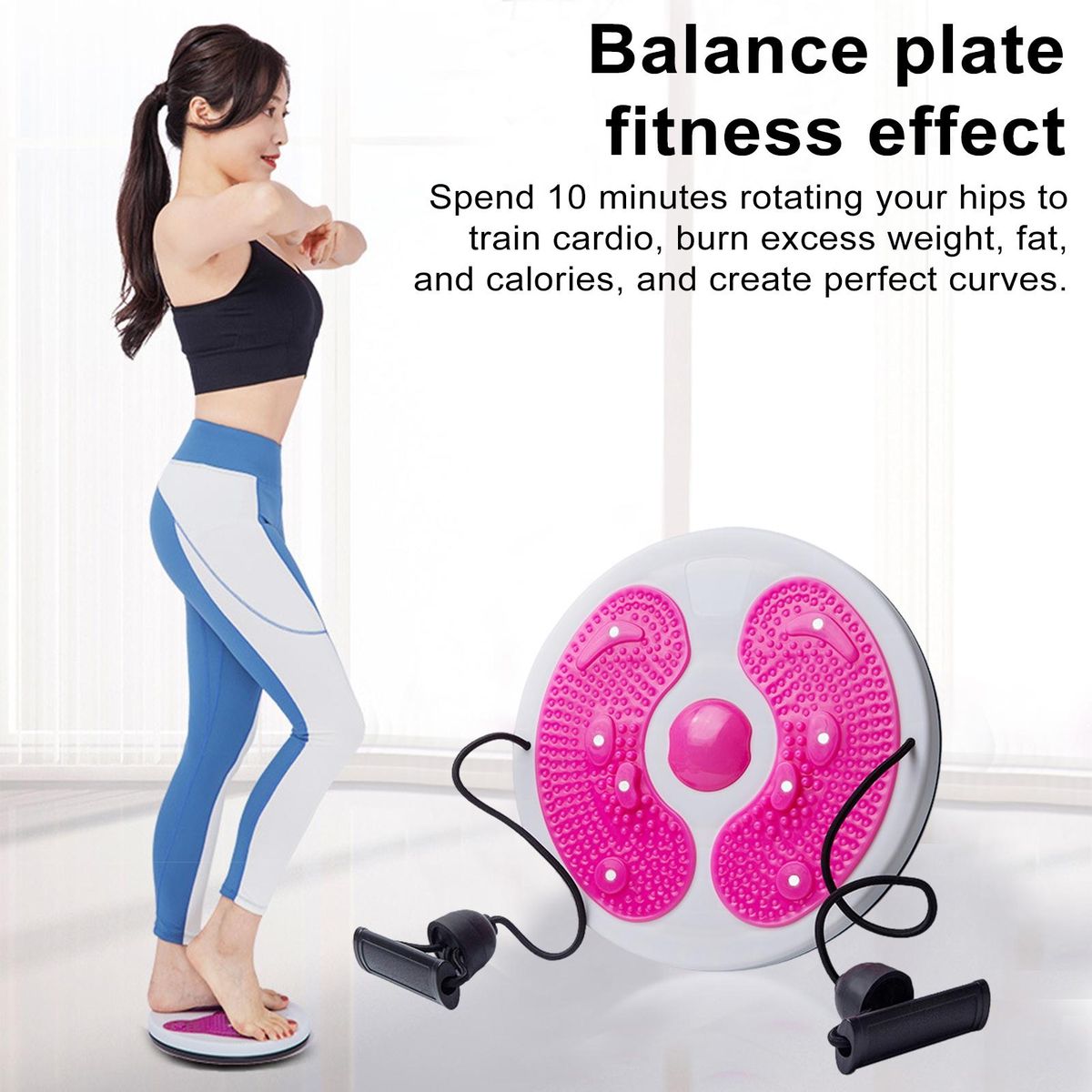 Waist Twist Board Twist Tone Balance Board with Foot for Weight Pink