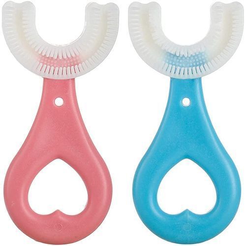 2pcs Kids Silicone U-Shape Manual Toothbrush