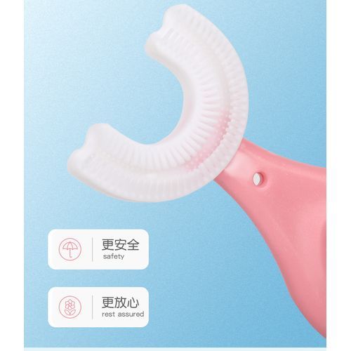 Kids Teeth Cleaning Manual Brush U-Shape Oral Tooth Pink 2-6 Years