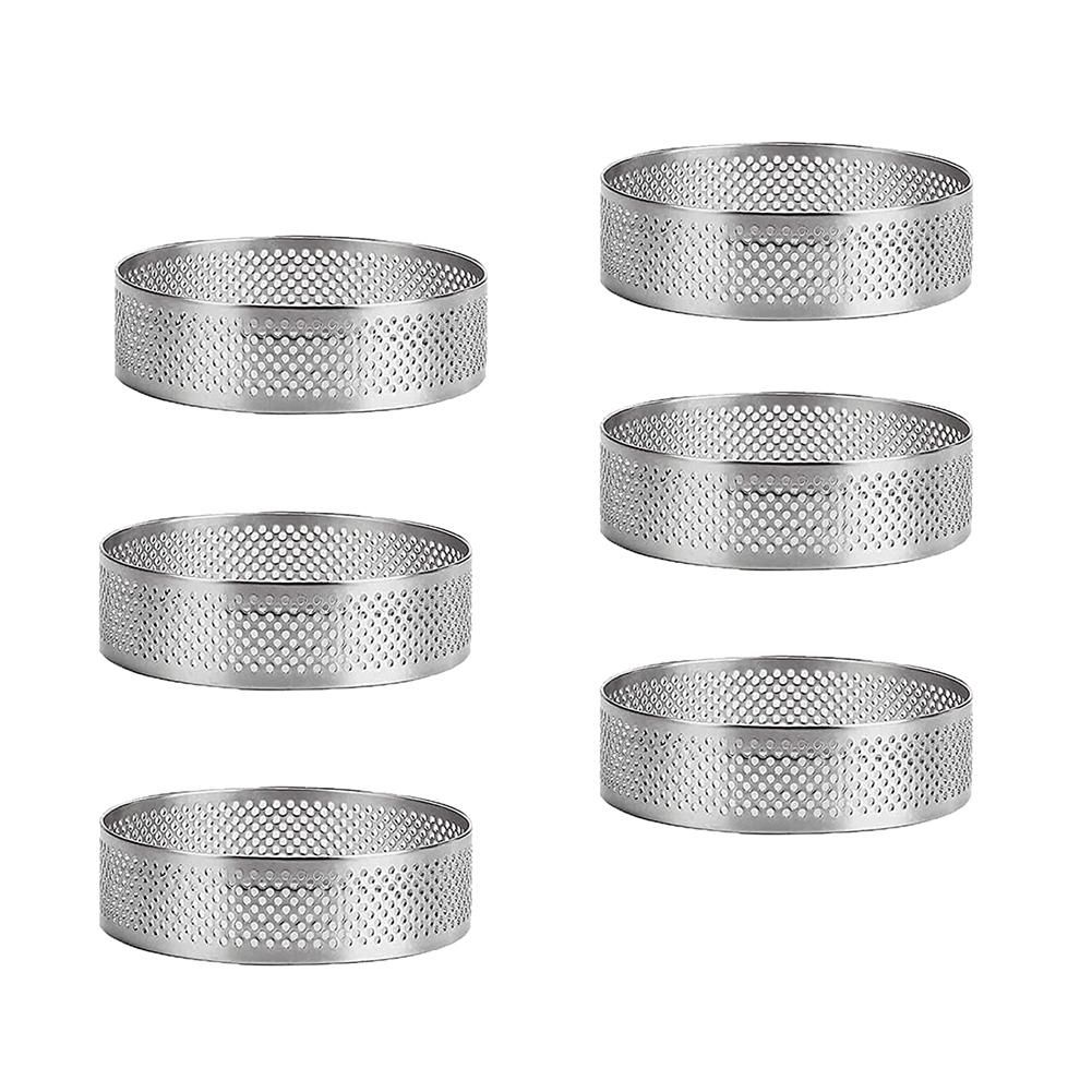 Tart Ring,Circular Porous Tart Bottom Tower Pie Cake Mould Baking Tools Heat-Resistant Perforated Cake Mousse