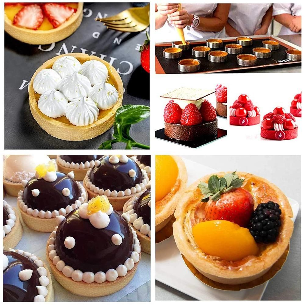 Tart Ring,Circular Porous Tart Bottom Tower Pie Cake Mould Baking Tools Heat-Resistant Perforated Cake Mousse