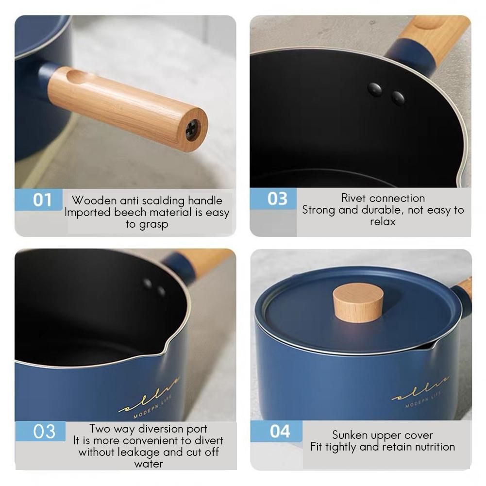 Silver Mini Pot Home Dormitory Function Pan Crepe Maker 1760Ml Non-Stick Milk Pot Cooker Good Quality Cooking Pot