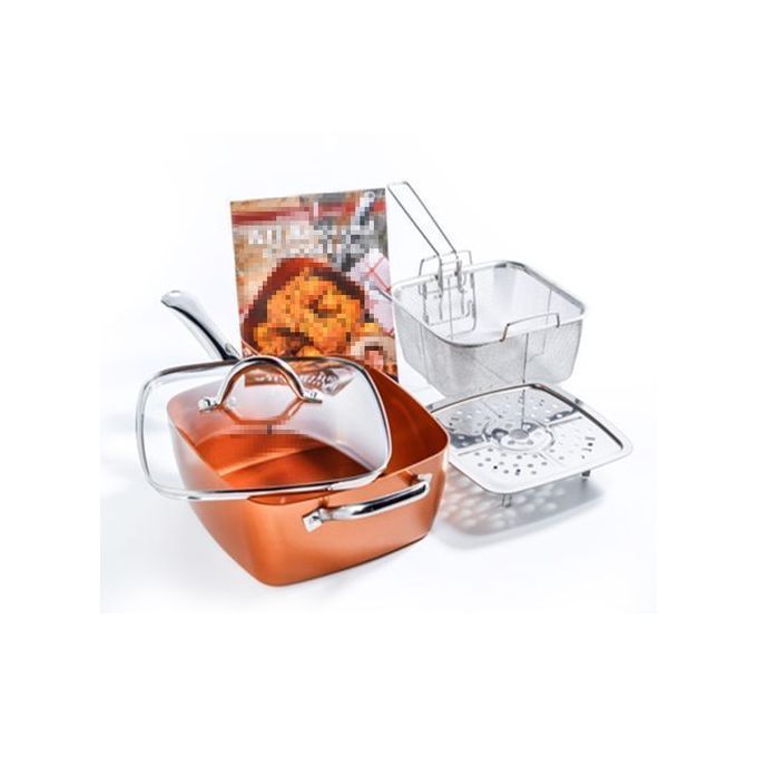 Stainless Steel Copper Deep Square Non Stick Frying Pan 4 Piece Set