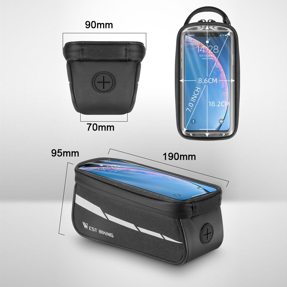 1L Bicycle Bag Reflective Bike Frame Fronttube Bag