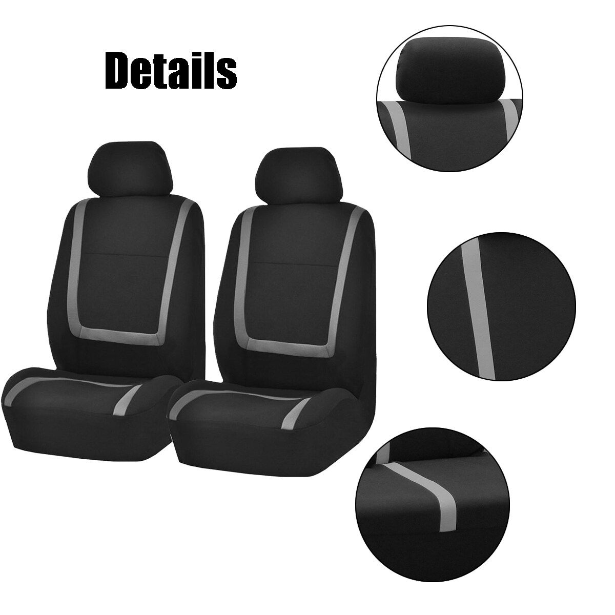 9PCS Black/Gery Car Seat Cover Protectors Universal Front Rear Full Set Pad Mat Grey Single