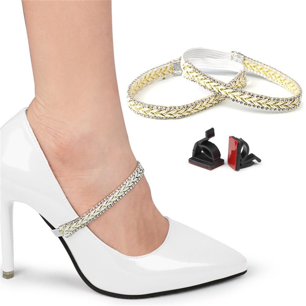 1Pair Adjustable Elastic Band Shoe Strap Shoe For High Heel Strap Women Shoes Strings Anti-Drop Strap U-Shaped Lazy Shoe