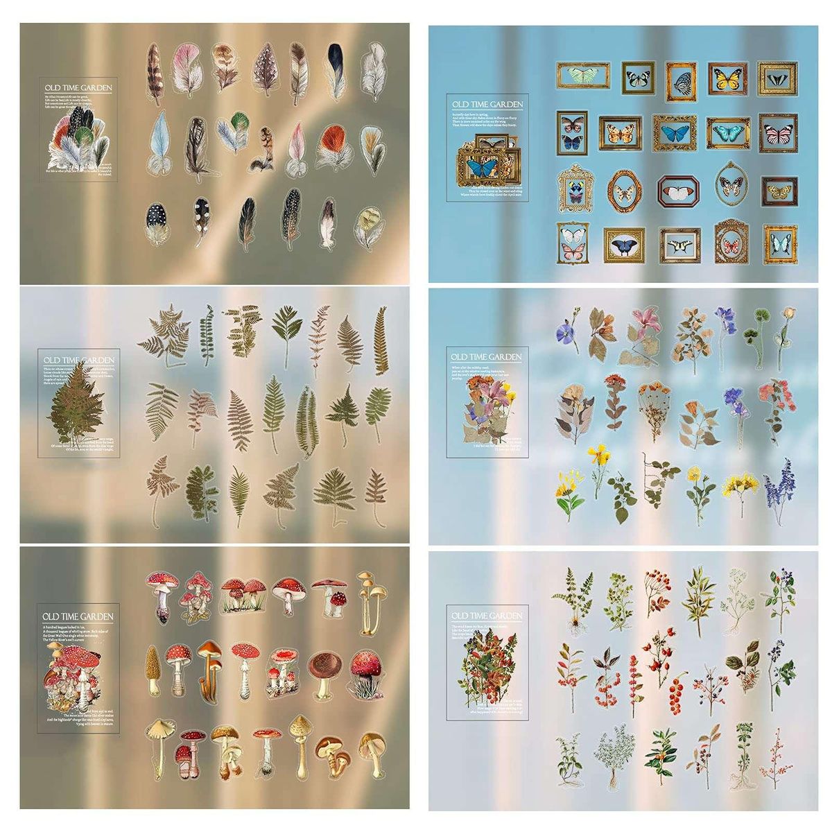 240PCS Transparent Decorative Stickers,Special Shaped Scrapbook Vintage Sticker Set,Resin Mold Filled Decorative Sticker