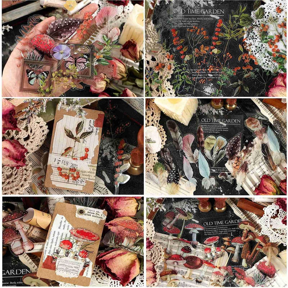 240PCS Transparent Decorative Stickers,Special Shaped Scrapbook Vintage Sticker Set,Resin Mold Filled Decorative Sticker