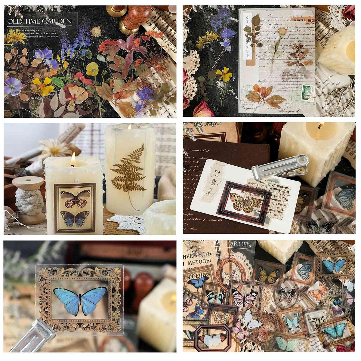 240PCS Transparent Decorative Stickers,Special Shaped Scrapbook Vintage Sticker Set,Resin Mold Filled Decorative Sticker