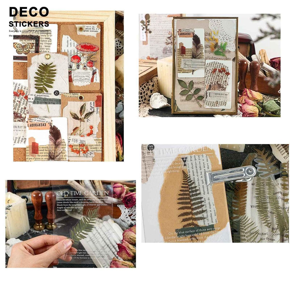 240PCS Transparent Decorative Stickers,Special Shaped Scrapbook Vintage Sticker Set,Resin Mold Filled Decorative Sticker