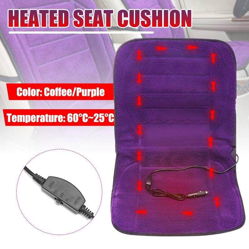 12V Electric Heated Car Chair Heat Cushion Back Seat Cover Home Office Car Seat Chair Massager Lumbar Back Purple