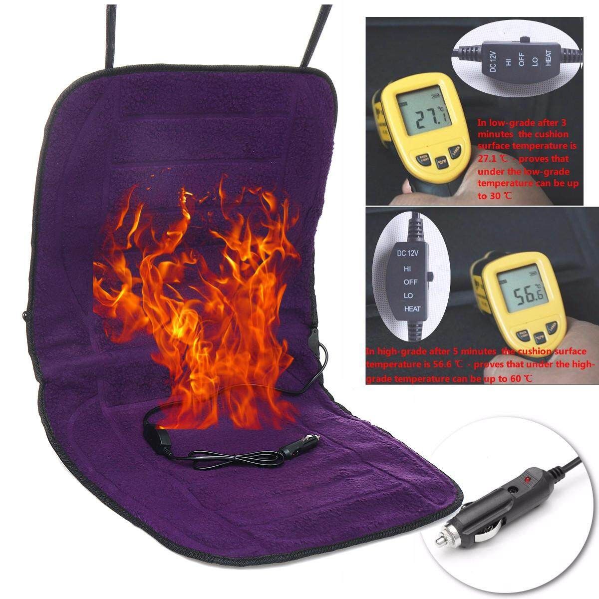 12V Electric Heated Car Chair Heat Cushion Back Seat Cover Home Office Car Seat Chair Massager Lumbar Back Purple