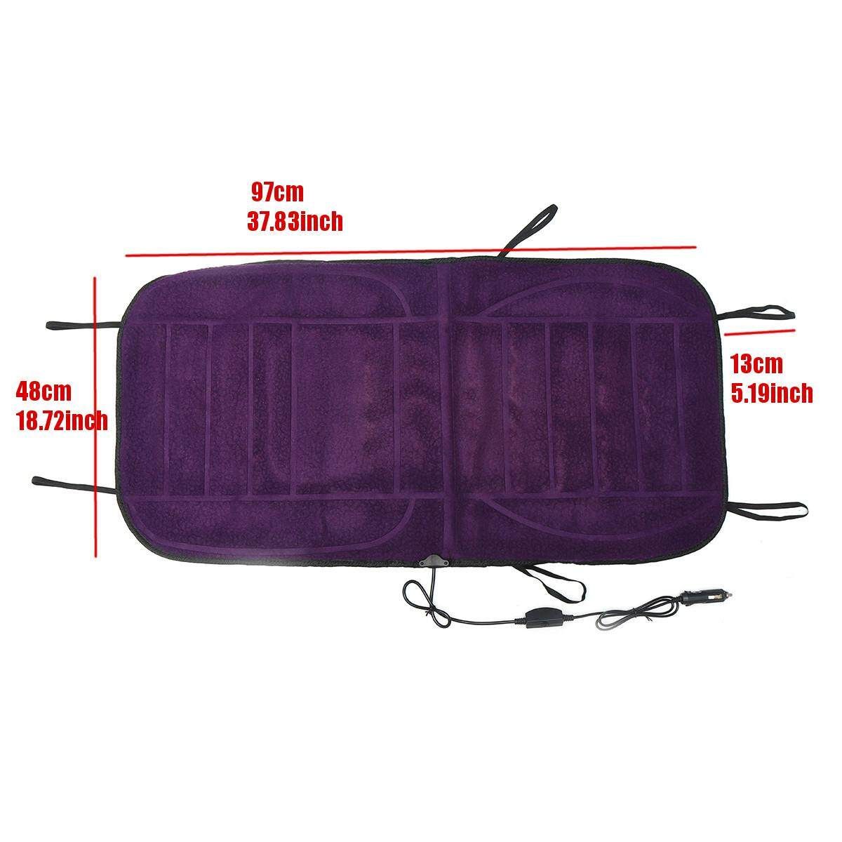 12V Electric Heated Car Chair Heat Cushion Back Seat Cover Home Office Car Seat Chair Massager Lumbar Back Purple